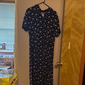 Talbots Black and White Floral Long Sleeve Dress